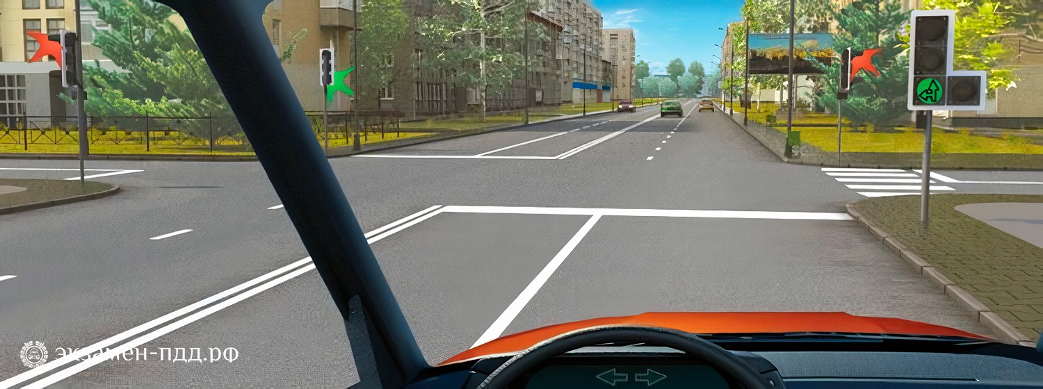 Билет 31. Вопрос 6. ABM (АБМ). О чем информируют Вас стрелки на зеленом сигнале светофора?